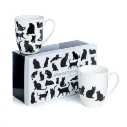 McIntosh Fine Bone China - Silhouette Dog (0r) Cat Gift Boxed Mug Pairs